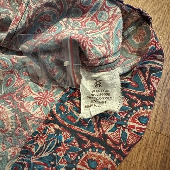 Figue bohemian unlined 3/4 sleeve multicolor print light weight dress XS cotton - Picture 5 of 10